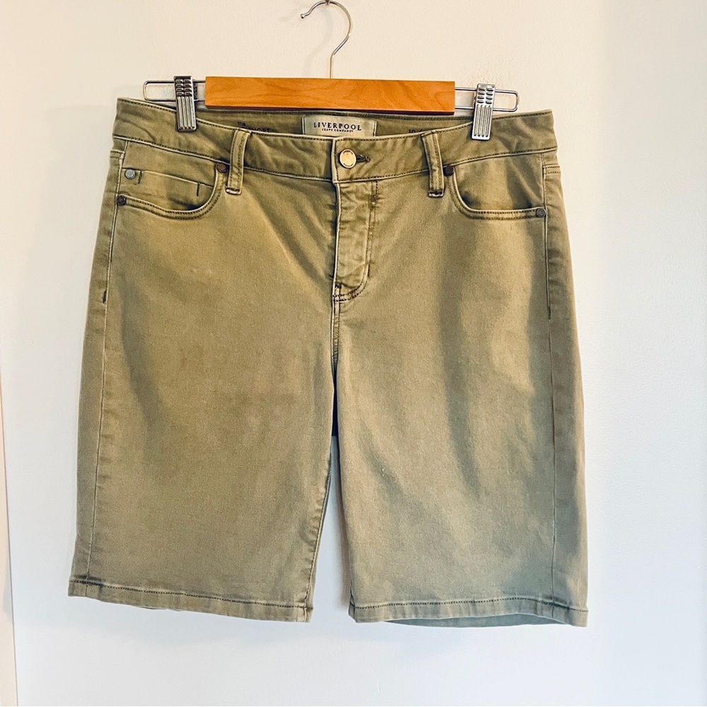 Liverpool Jeans Walking Short, Dusty Green, Cotton Stretch, Longer Inseam